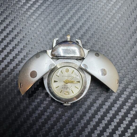 Vintage Jufrex Swiss LadyBug 17 Jewel Pendant Watch Aluminum - Picture 1 of 4